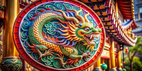 Captivating Round Dragon Sign in Candid Photography for Unique Decor