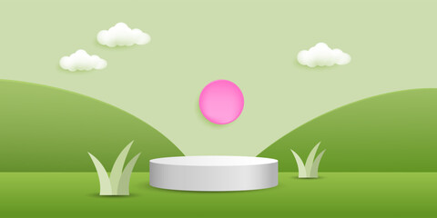 3d product podium nature landscape banner background.