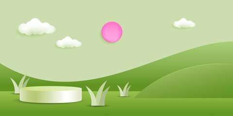 3d product podium nature landscape banner background.