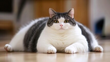 Adorable Fat Cat, Playful and Chubby, with Big Round Eyes