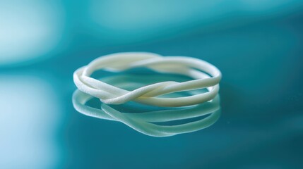 Fototapeta premium Elegant White Twist Ring on Reflective Surface