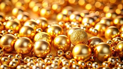 A symphony of golden spheres, each a miniature sun, reflecting light and creating a captivating spectacle of shimmering opulence.