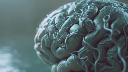 Obraz premium Close-up of a human brain with interconnected neural pathways symbolizing cognitive biases. neural network,mind,thought