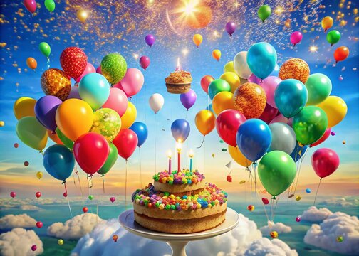 Celebrating 116th Birthday with Colorful Balloons for a Joyful and Memorable Occasion in Vibrant Festive Atmosphere