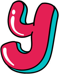 Hand Drawn Retro Colored Letter Y