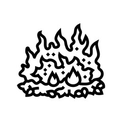 burning leaves wildfire disaster line icon vector. burning leaves wildfire disaster sign. isolated contour symbol black illustration