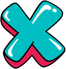 Hand Drawn Retro Colored Letter X