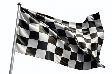 Checkered Flag Waves at Race Finish - Isolated Aerial Photography for Racing and Sports Themes