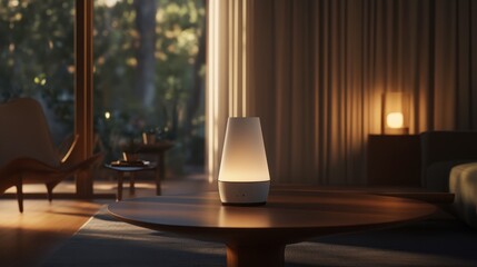 Fototapeta premium Modern Table Lamp in Calming Living Room Setting