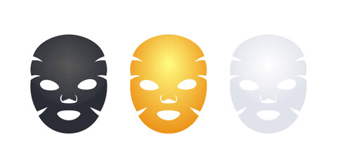 Black, gold and white facial sheet masks representing different skin types