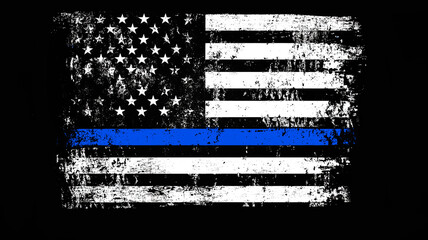 American distressed Thin Blue Line Flag Police Blue