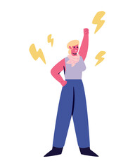 girl power woman raised hand