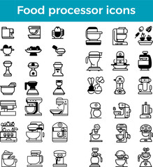 food processor icon kitchen appliance vector chopping blending slicing tool