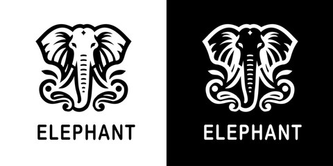 A beautifully designed elephant logo featuring intricate details and symmetrical patterns