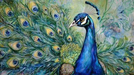 Colorful Peacock with Vibrant Feather Display
