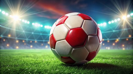Obraz premium Close-up of a White and Red Soccer Ball with Copy Space for Sports Marketing and Promotions