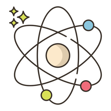 atom graphic with orbiting electrons clip art preview