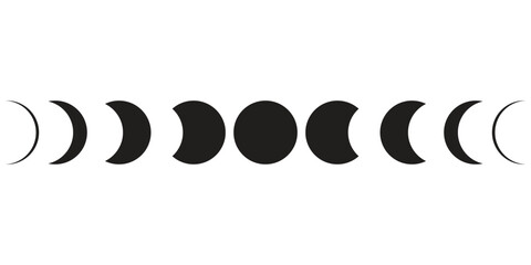 Moon phases flat icon illustration isolated on white background.