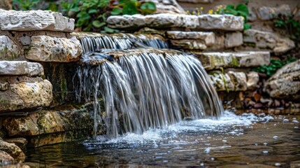 Obraz premium Tranquil Waterfall Amidst Natural Stone