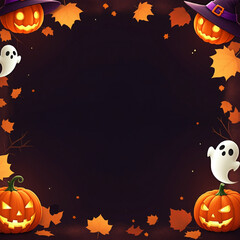 잭오랜턴과 유령이 있는 귀여운 할로윈 배경