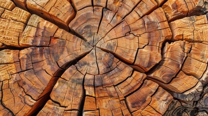Fototapeta premium Detailed View of Tree Rings and Wood Texture