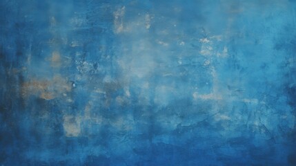 A textured blue grunge background blends shades of navy and azure, evoking a sense of depth and raw artistic expression.