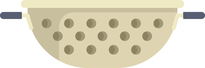 Kitchen colander draining water from food icon in flat style isolated on white background