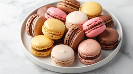 Fototapeta premium Colorful Macarons on a White Plate