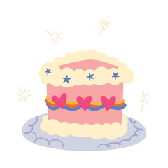 birthday cake with hearts decoration