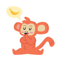 cute monkey thinking in a banana