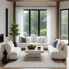 Interior design of modern living room background, home interior mockup