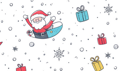 Doodle Christmas and New Year Cards - 2D Hand-drawn Illustrations on White Background