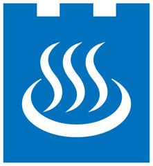 温泉の暖簾アイコン 青