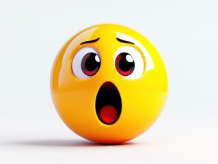 three-dimensional emoji with an astonished expression, rendered in vibrant colors against a clean white backdrop, emphasizing the emotional impact of surprise