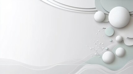 Abstract design with circles and wavy lines on a white background.