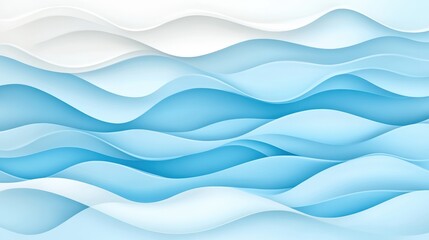 Abstract waves in shades of blue and white, seamless flow on a soft gradient background.