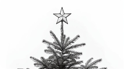 A minimalistic line art representation of a Christmas star adorning the top of a festive tree...