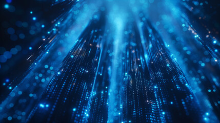 An abstract representation of digital data streams flowing through a futuristic virtual space.
