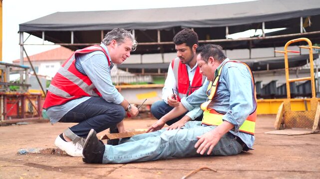 Construction worker have an accident while working in the construction site.