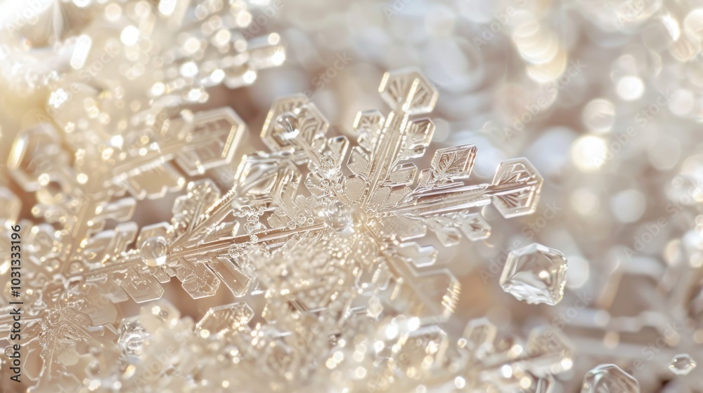 Fototapete a snowflake is shown in a close up, with its intricate design and sparkling appearance. concept of w