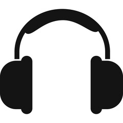 Black silhouette of headphones icon.