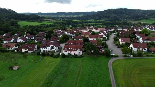 Drone video of the German country site in Blumenhof, near Schw&auml;bisch Hall