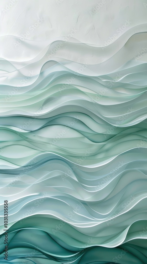 Poster soft blue abstract waves wallpaper featuring flowing patterns in gradient colors for modern interior