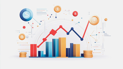 charts and graphs with statistics to innovative analyze business potential and forecast future development of companies growth.