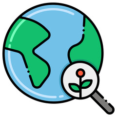 Cartoon illustration of a simplified Earth with green landmasses and a blue ocean.