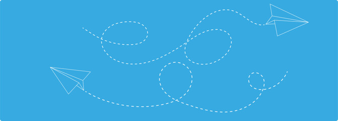 Paper Plane Glide, paper plane and pin. Flight, vacation, holiday, traveling,