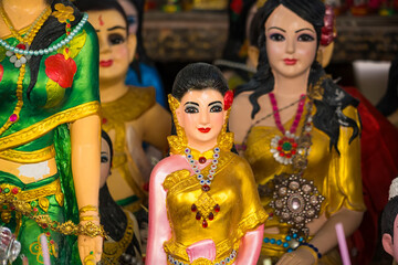 Lop Buri, Thailand - September, 20, 2024 :A Colorful Display of Thai Spirit House Figures at Lop...
