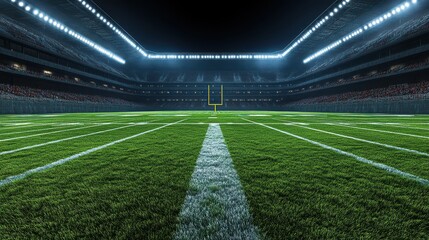 Empty Football Stadium at Night.