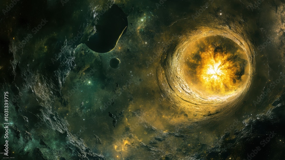 Aufkleber a mesmerizing wormhole opens in deep space, unveiling breathtaking views of another universe beyond 