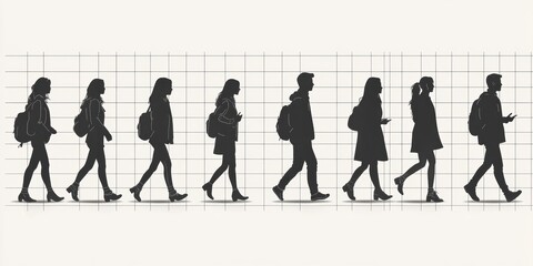 Silhouettes Walking.